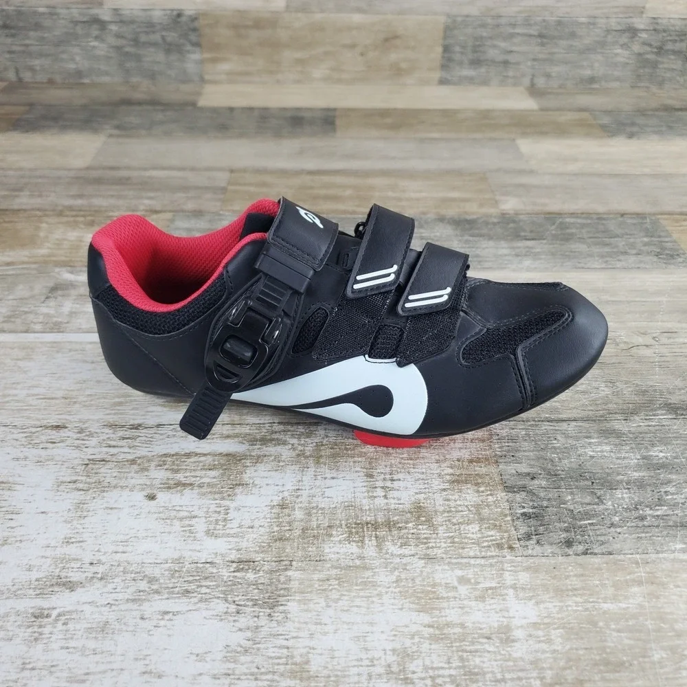 Peloton Womens Cycling Shoes Sz 8 - 8.5 Black Leather Round Toe Sneakers